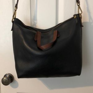 Black and Brown Zip Transport Tote